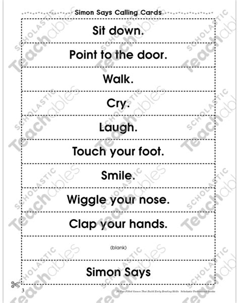 Read The Message Simon Says Simple Commands Printable Games And Puzzles