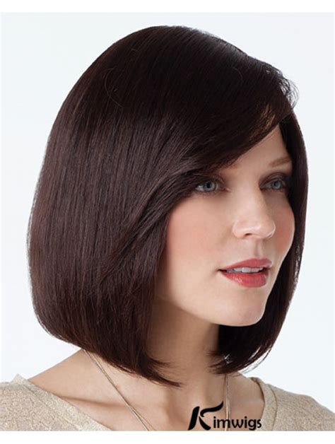 Bob Wigs With Capless Auburn Color Chin Length With Full Bangs