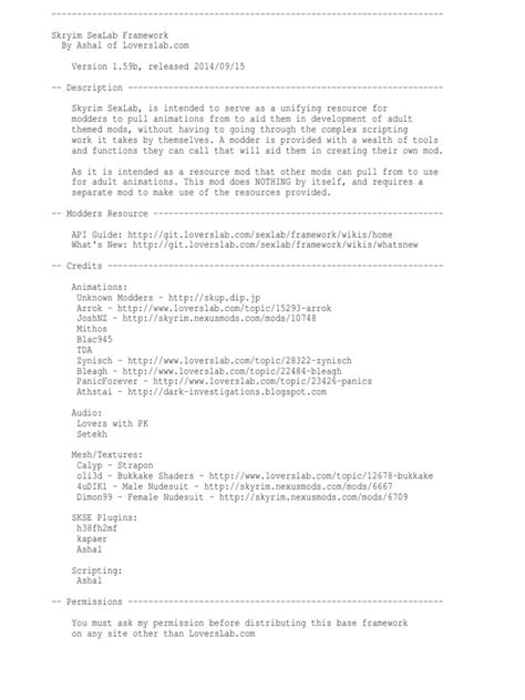 Readme Sexlab Framework