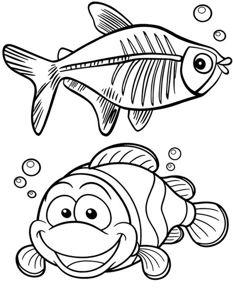Dwie Duże Ryby Malowanki Dla Dzieci