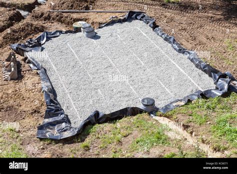 Aerial View Of A New Sand And Gravel Filter Bed For A Septic Tank And
