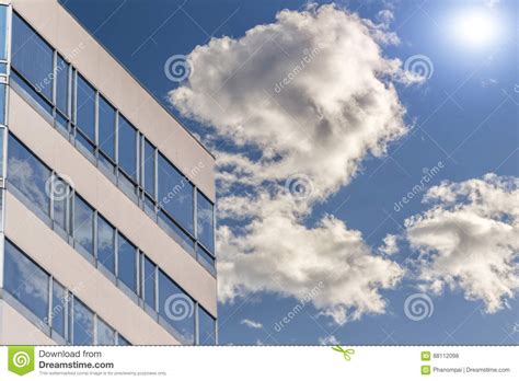 Modern Office Building Beautiful Blue Sky Background