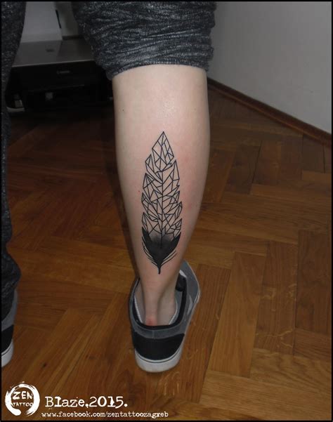 Geometric Feather Tattoo By Blazeovsky On Deviantart