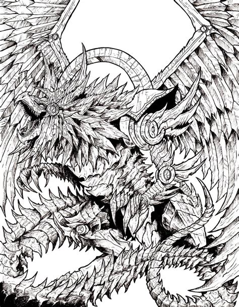 Winged Dragon Of Ra Lineart By Wretchedspawn2012 On Deviantart