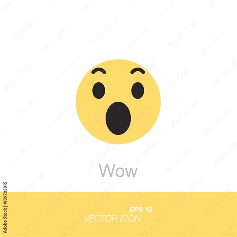 Wow Yellow Smiley Like Social Icon Button For Expressing Social Emoji
