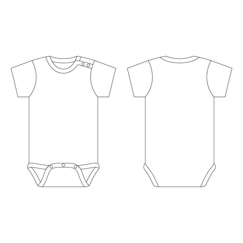 Template Shoulder Button Baby Onesie Vector Illustration Flat Sketch