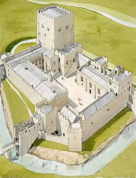 A Reconstruction Drawing Of Portchester Castle In The Early 17th
