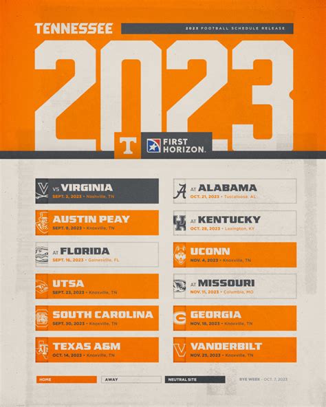 Tennessee Football Schedule 2023 Printable
