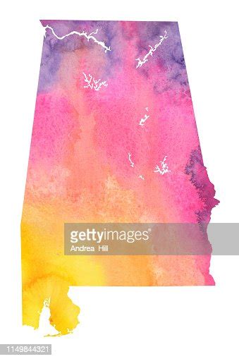 Alabama Watercolor Raster Map Illustration High Res Vector Graphic