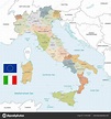 Vector Mapa Itália Com Fronteiras Administrativas Cidade Região Nomes ...