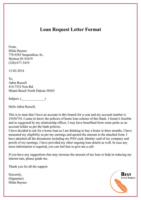 Use about 1 margins and align your text to the left, which is the standard alignment for most even if the company does not request a letter of application, it never hurts to include one. Loan Request Letter Format-01 - Best Letter Template