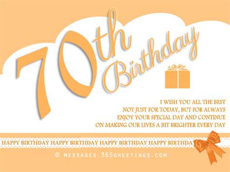 70th Birthday Wishes And Messages