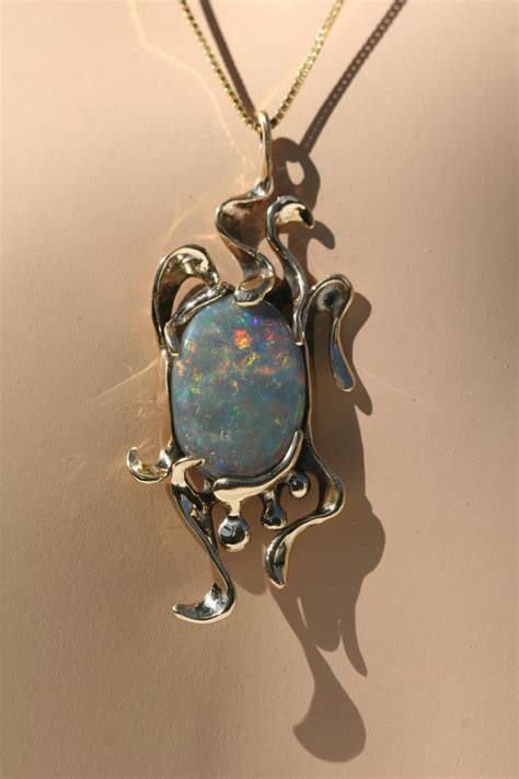 K Gold And Fabulous Original Opal Pendant On A K Gold Etsy