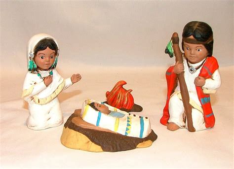 Ceramic Native American Indian Nativity Set 19 Pieces Rustic Etsy