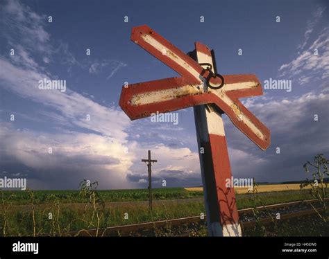 Czech Republic Znaim Level Crossing Road Sign Moravia Cross Red