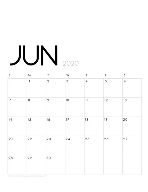 Printable June 2020 Calendar Monthly Planner 2 Designs