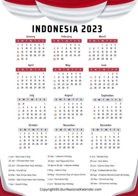 Calendar 2023 Indonesia Public Holidays 2023