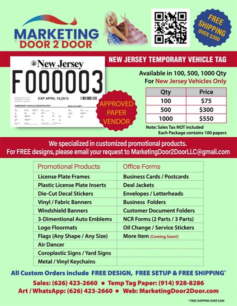 NJ Temp Papers / New Jersey Temporary Vehicle Tags / eTemp Tags – 100