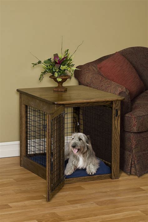 Wooden Dog Crate End Table Chew Proof Pet Furniture Etsy
