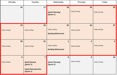 Sprint Schedule Template Agileuprising