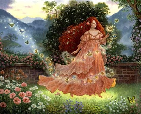 Summer Ruth Sanderson Fairy Magic Fairy Angel Cat Tea Party Art