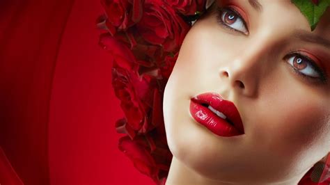 Red Model Rose Woman Lips Anna Subbotina Girl Flower Face Hd