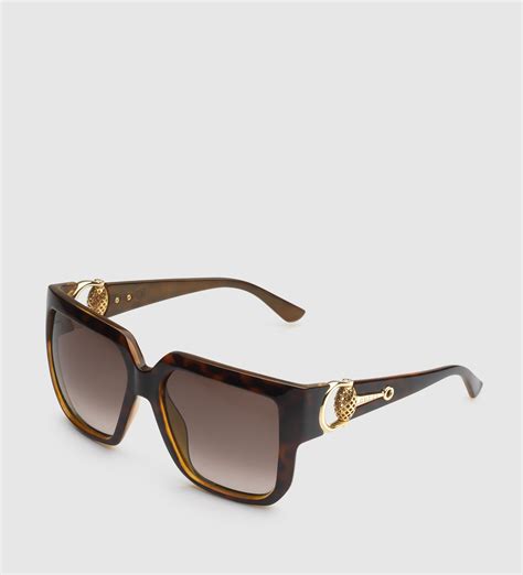 Lyst Gucci Oversized Square Frame Horsebit Sunglasses In Black