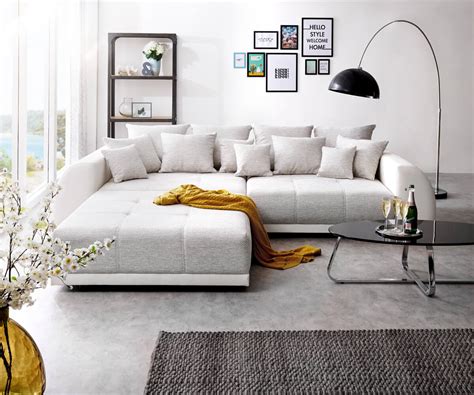 Beautifully crafted big sofa available at extremely low prices. Bigsofa Violetta Hellgrau Creme 310x135 cm inklusive ...