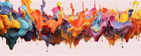 Cascade Of Vibrant Paint Splatters Suspended In Mid Air Frozen In A