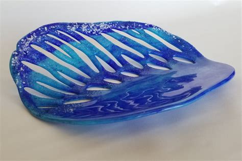 Blue Wave Bowl Colorful Glass Mosaic Fused Frit Powder Bowl Etsy