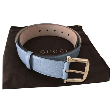 Gucci Belt Azzurra New Light Blue Leather Ref132150 Joli Closet