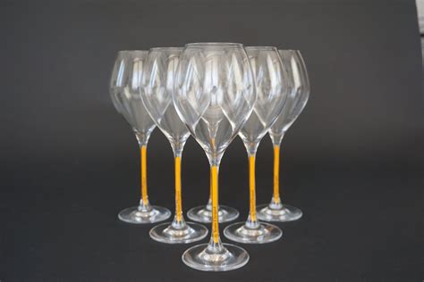Veuve Clicquot Crystal Champagne Glasses Set Of 6 French Wine Glassware