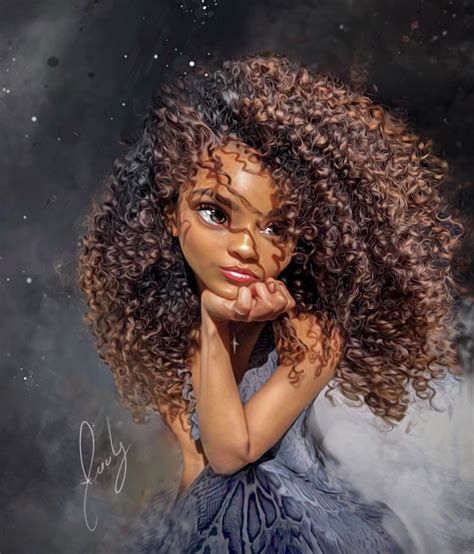 Girl With Curls On Behance Black Art Painting Black Artwork Black