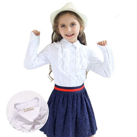 Candydoll Girls School Blouses Children`s Cotton Shirt Kids Autumn