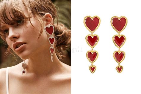 Hot Earring Trend Spotted Statement Red Heart Earrings