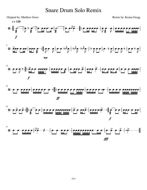 Snare Drum Solo Remix Sheet Music For Percussion Download Free In Pdf