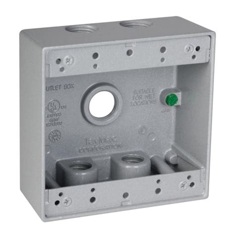 Hubbell 2 Gang Gray Metal Weatherproof New Work Standard Square Exterior Electrical Box In The
