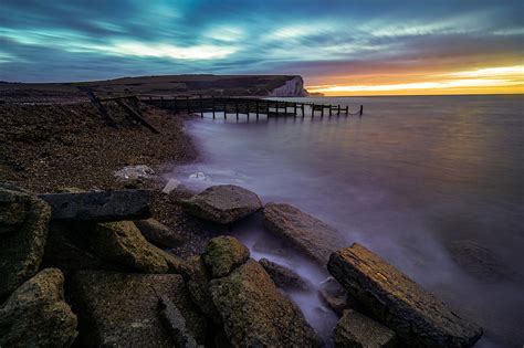 Seven Sisters Cliffs In England Seen At Sunrise Photograph By George