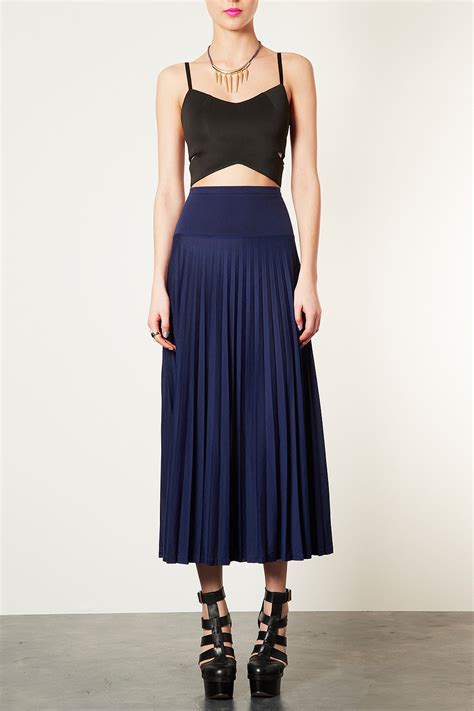 Lyst Topshop High Waist Pleated Maxi Skirt In Blue