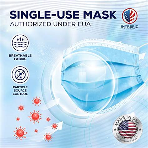 Intrepid Usa Made Disposable Face Masks 3ply Single Use Face Mask 50