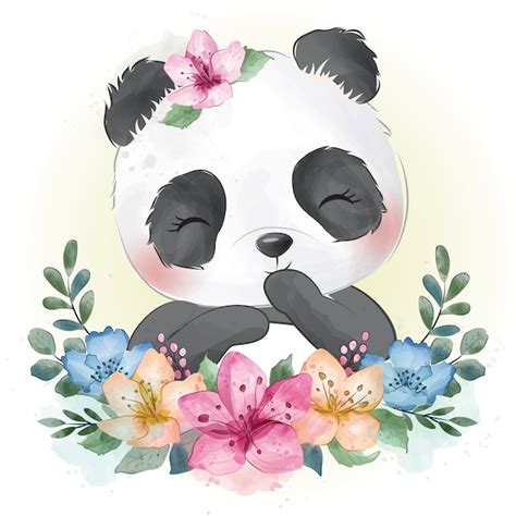 Premium Vector Cute Little Panda Portrait