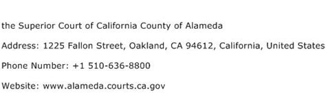 the Superior Court of California County of Alameda Address, Contact