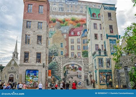 Eye Deceiving Mural In Old Quebec City Canada Editorial Photography