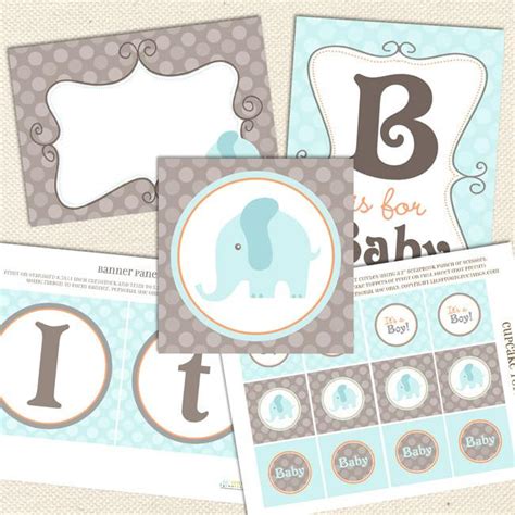 Download, print or send online for free. Elephant Boy Printable Baby Shower Decorations - Lil' Sprout Greetings