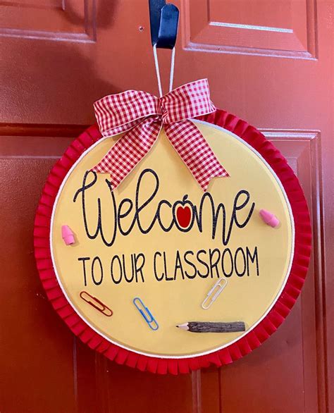 Handcrafted Teachers Welcome Classroom Door Sign Teacher Etsy In 2021