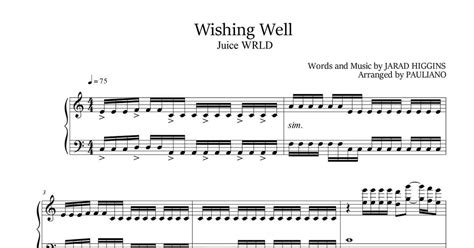 Juice Wrld Wishing Well Sheet Music Pauliano Sheet Music