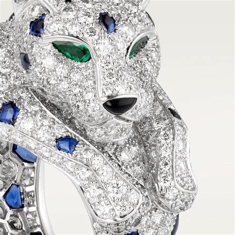 Crh Panth Re De Cartier Ring Platinum Sapphires Emeralds Diamonds Cartier