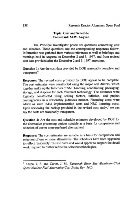 appendix d consultant reports research reactor aluminum spent fuel treatment options for