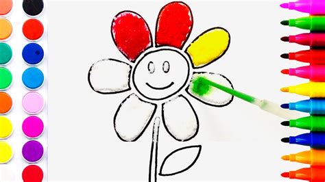 Flower Coloring Pages Salt Painting For Kids Fun Art Learning Colors For Children Youtube