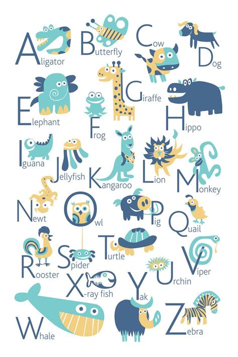 English Alphabet Poster With Animals From A To Z Big Poster Etsy